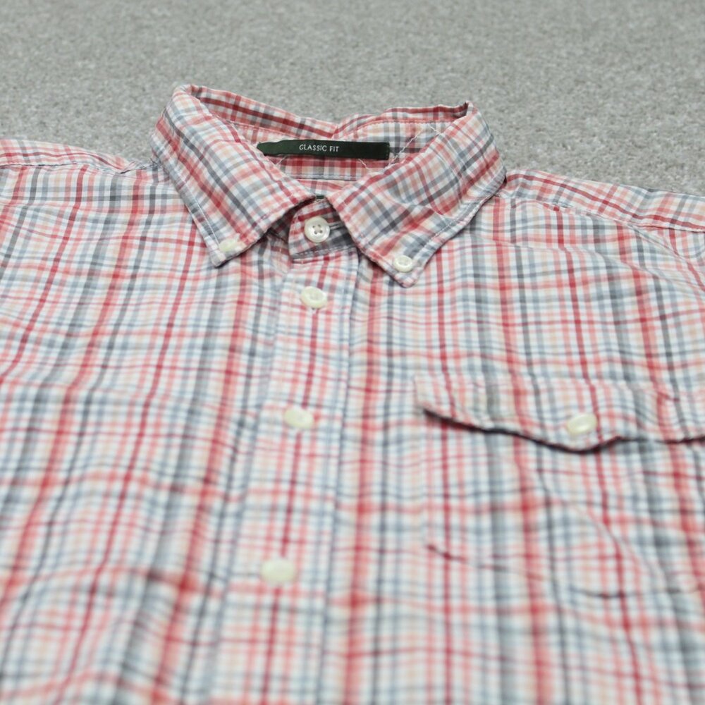 Eddie Bauer Shirt Mens Large Red/White/Gray Plaid Classic Fit 100% Cotton S/S - Picture 5 of 12